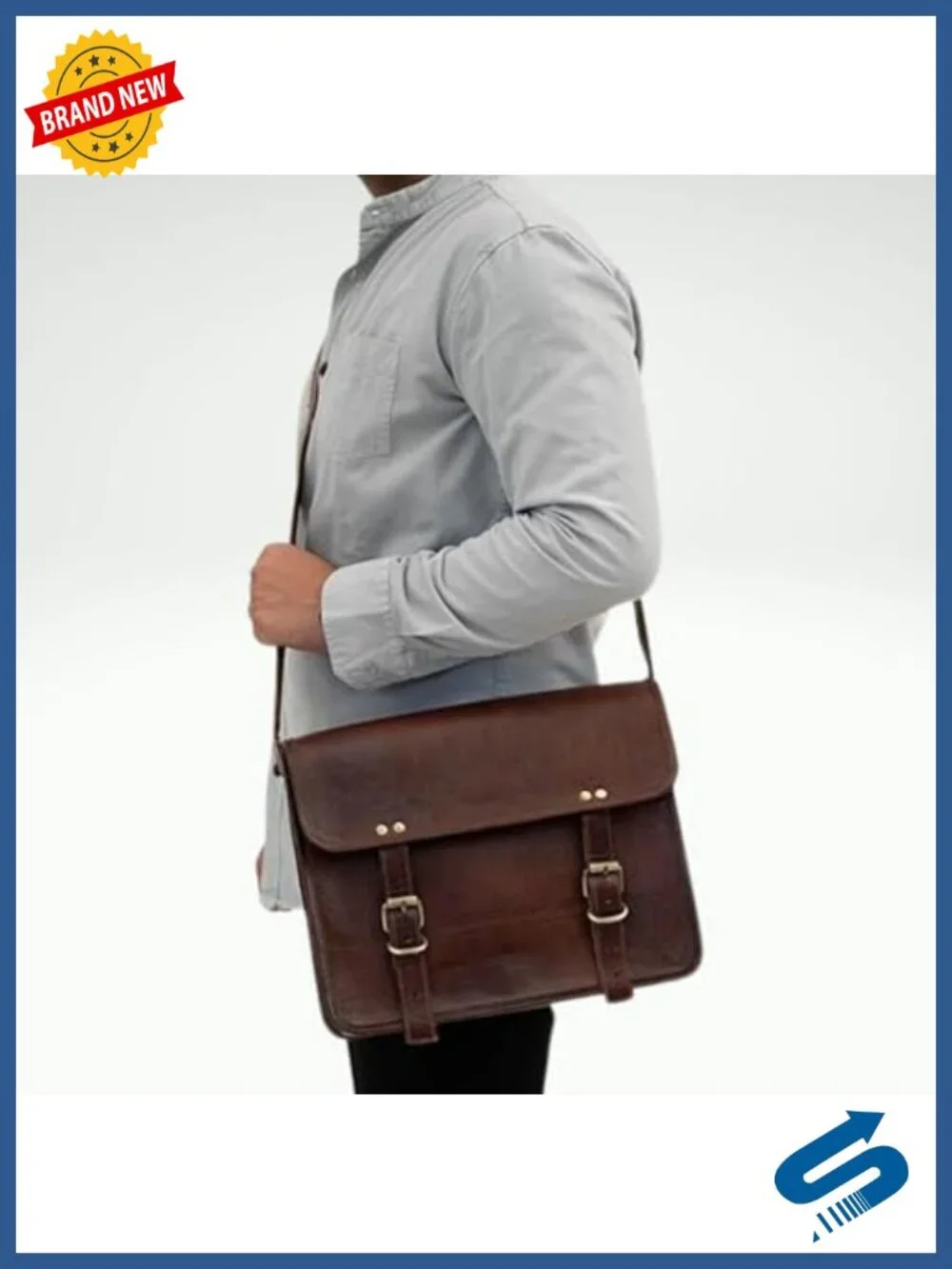 Vintage Genuine Leather Messenger Bag Crossbody Satchel Small 10 Inch